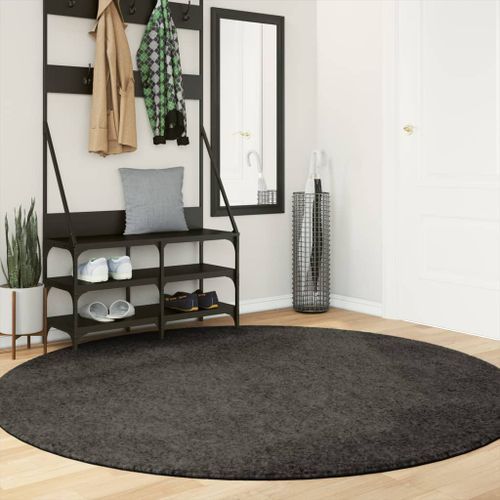 Tapis ISTAN à poils longs aspect brillant anthracite Ø 200 cm - Photo n°2; ?>