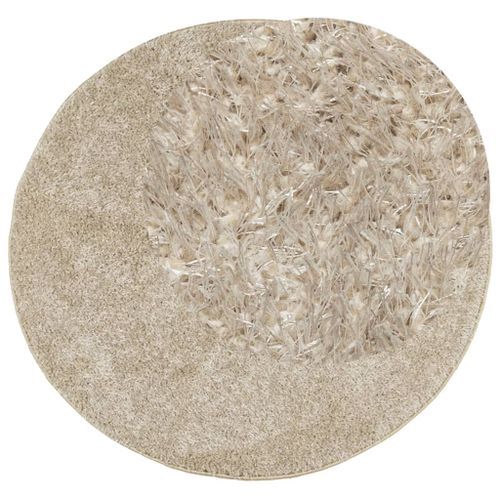 Tapis ISTAN à poils longs aspect brillant beige Ø 100 cm - Photo n°3; ?>