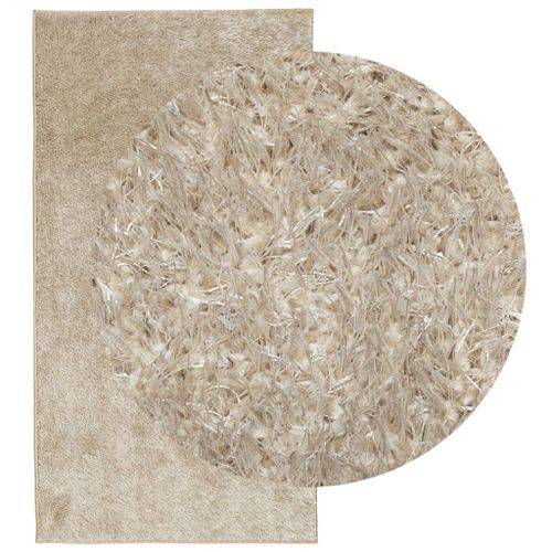 Tapis ISTAN à poils longs aspect brillant beige 100x200 cm - Photo n°3; ?>