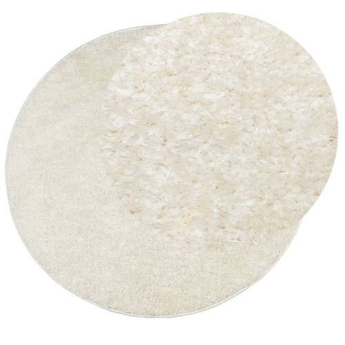 Tapis ISTAN à poils longs aspect brillant crème Ø 100 cm - Photo n°3; ?>