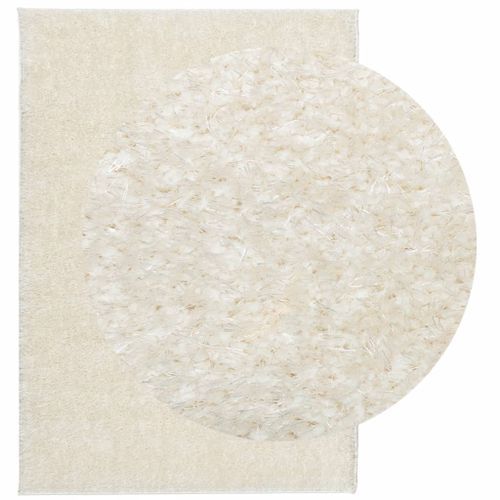 Tapis ISTAN à poils longs aspect brillant crème 120x170 cm - Photo n°3; ?>