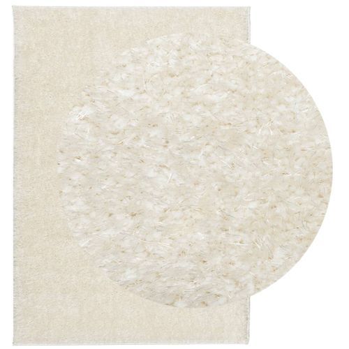 Tapis ISTAN à poils longs aspect brillant crème 140x200 cm - Photo n°3; ?>