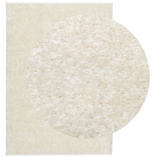 Tapis ISTAN à poils longs aspect brillant crème 160x230 cm - Photo n°3; ?>