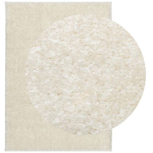 Tapis ISTAN à poils longs aspect brillant crème 200x280 cm - Photo n°3; ?>