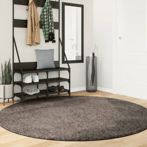 Tapis ISTAN à poils longs aspect brillant gris Ø 200 cm - Photo n°2; ?>