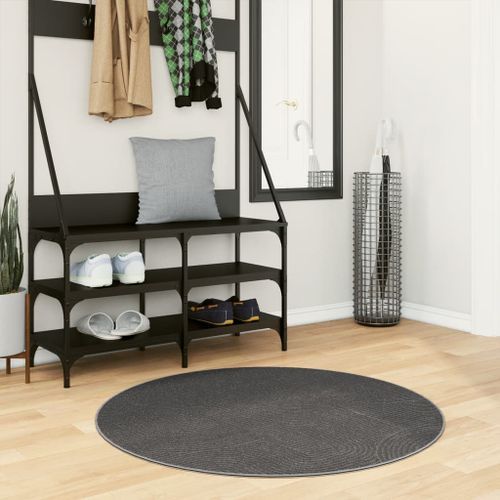 Tapis IZA poils courts style scandinave anthracite Ø 100 cm - Photo n°2; ?>