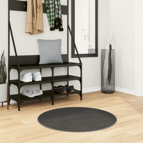 Tapis IZA poils courts style scandinave anthracite Ø 80 cm - Photo n°2; ?>