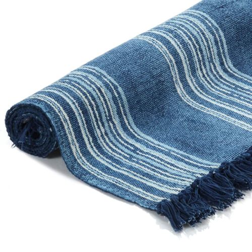 Tapis Kilim Coton 160 x 230 cm avec motif Bleu - Photo n°2; ?>
