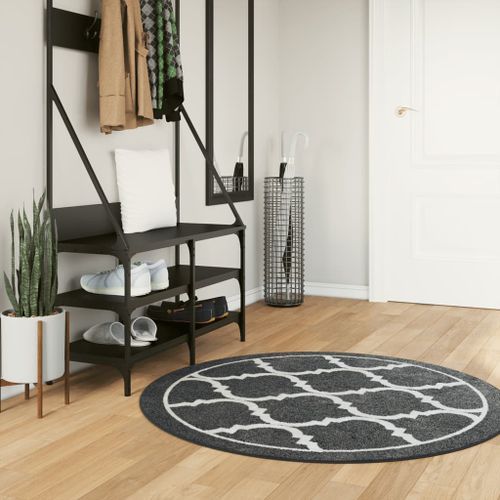 Tapis lavable noir et blanc Ø 120 cm antidérapant - Photo n°2; ?>