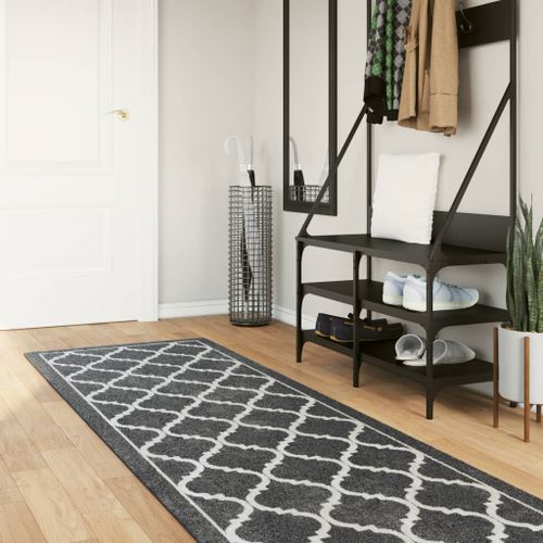 Tapis lavable noir et blanc 80x300 cm antidérapant - Photo n°2; ?>