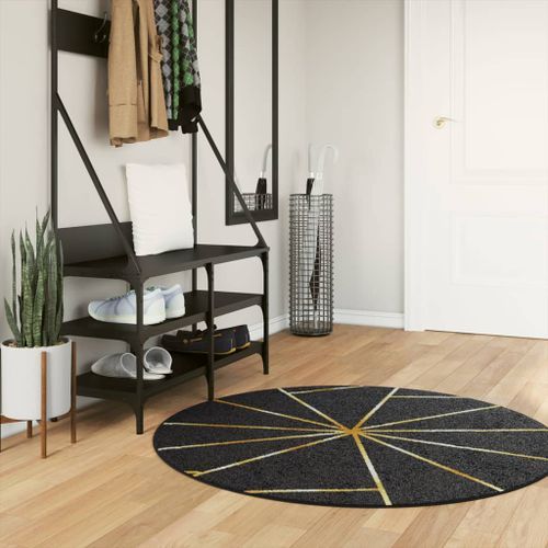 Tapis lavable noir et doré Ø 120 cm antidérapant - Photo n°2; ?>