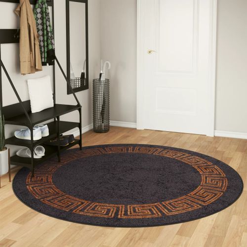 Tapis lavable noir et doré Ø 200 cm antidérapant - Photo n°2; ?>