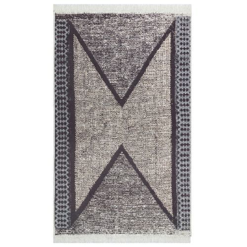 Tapis Noir et gris 160x230 cm Coton - Photo n°2; ?>