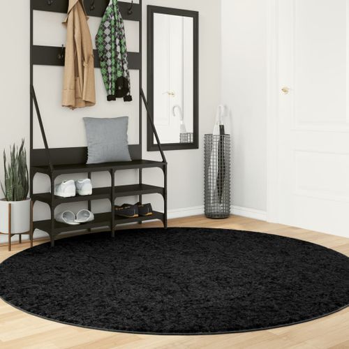 Tapis OVIEDO à poils courts noir Ø 200 cm - Photo n°2; ?>