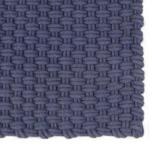 Tapis rectangulaire Bleu marine 180x250 cm Coton - Photo n°2; ?>