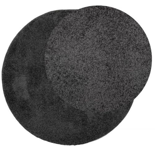 Tapis shaggy à poils longs moderne anthracite Ø 100 cm - Photo n°3; ?>