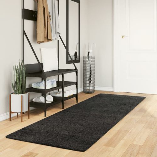 Tapis shaggy à poils longs moderne anthracite 80x250 cm - Photo n°2; ?>