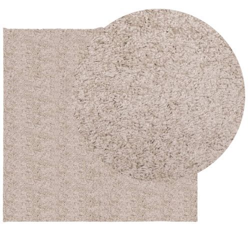 Tapis shaggy à poils longs moderne beige 120x120 cm - Photo n°3; ?>