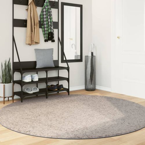 Tapis shaggy à poils longs moderne beige Ø 200 cm - Photo n°2; ?>