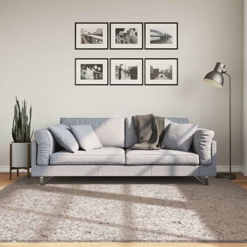 Tapis shaggy à poils longs moderne beige 200x200 cm - Photo n°2; ?>