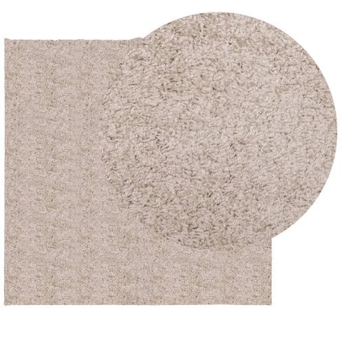 Tapis shaggy à poils longs moderne beige 200x200 cm - Photo n°3; ?>