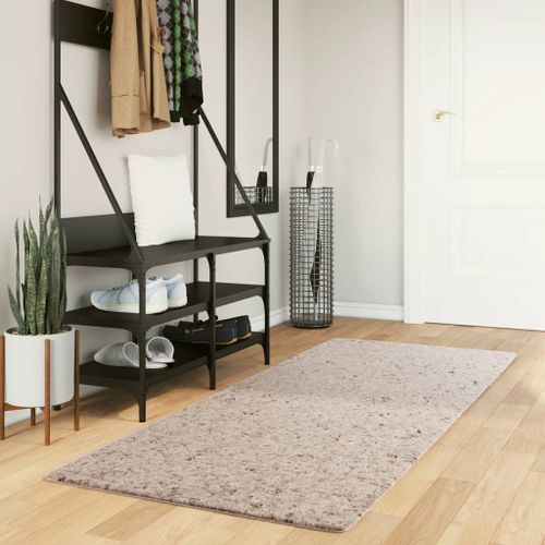 Tapis shaggy à poils longs moderne beige 80x200 cm - Photo n°2; ?>