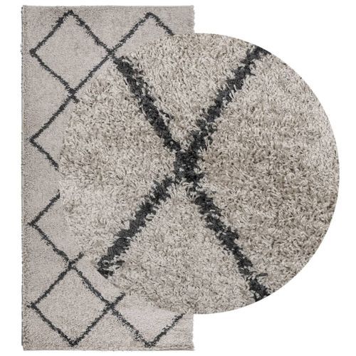 Tapis shaggy à poils longs moderne beige anthracite 100x200 cm - Photo n°3; ?>