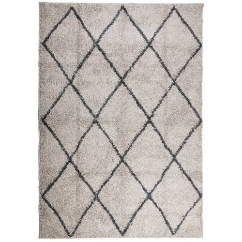 Tapis shaggy à poils longs moderne beige anthracite 140x200 cm - Photo n°2; ?>