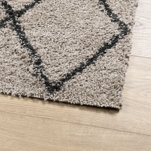 Tapis shaggy à poils longs moderne beige anthracite 140x200 cm - Photo n°3; ?>