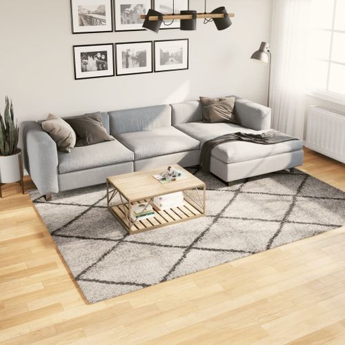 Tapis shaggy à poils longs moderne beige anthracite 200x280 cm - Photo n°2; ?>