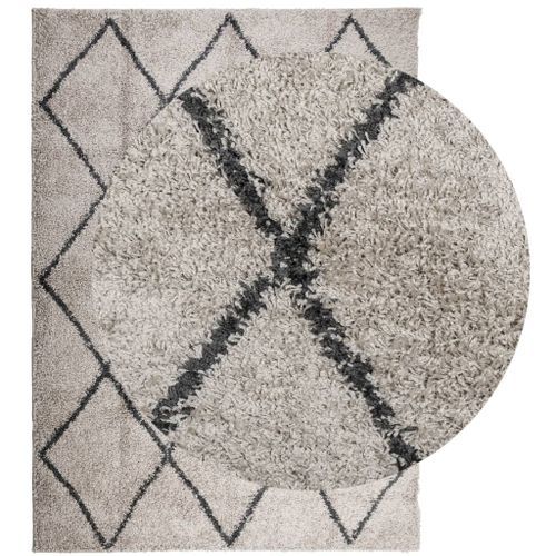 Tapis shaggy à poils longs moderne beige anthracite 200x280 cm - Photo n°3; ?>