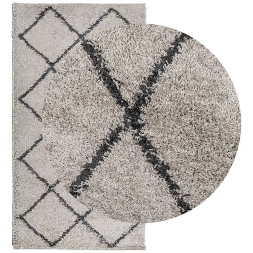 Tapis shaggy à poils longs moderne beige anthracite 60x110 cm - Photo n°3; ?>