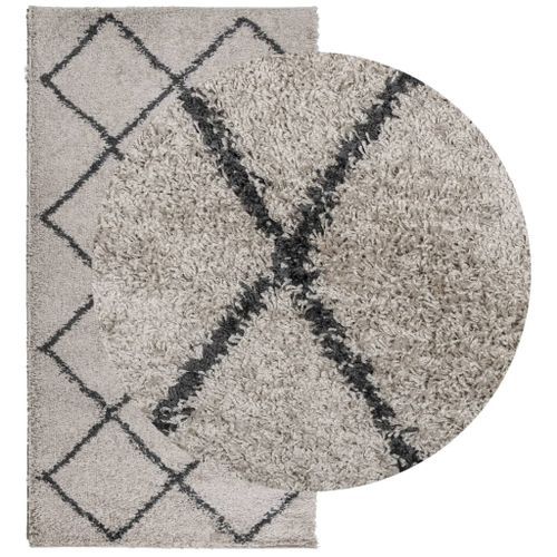 Tapis shaggy à poils longs moderne beige anthracite 80x150 cm - Photo n°3; ?>