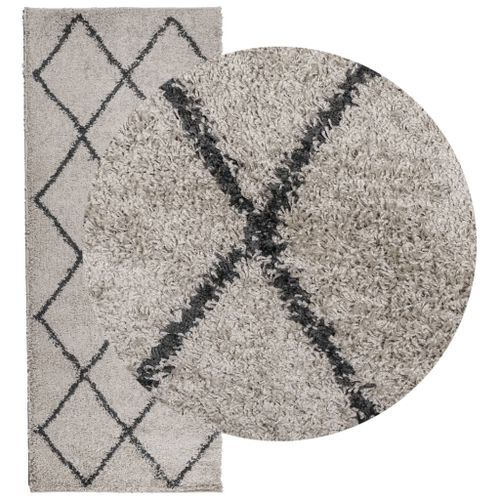 Tapis shaggy à poils longs moderne beige anthracite 80x200 cm - Photo n°3; ?>