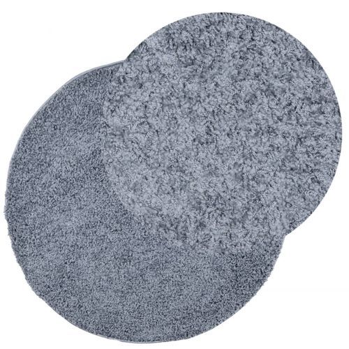 Tapis shaggy à poils longs moderne bleu Ø 100 cm - Photo n°3; ?>