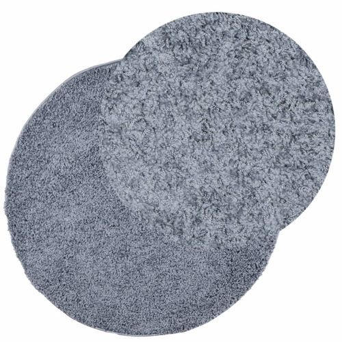 Tapis shaggy à poils longs moderne bleu Ø 120 cm - Photo n°3; ?>