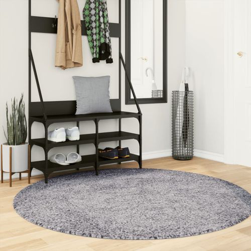 Tapis shaggy à poils longs moderne bleu Ø 160 cm - Photo n°2; ?>