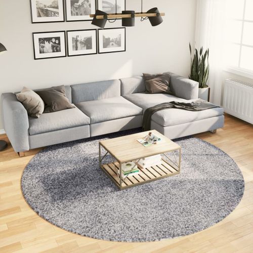 Tapis shaggy à poils longs moderne bleu Ø 240 cm - Photo n°2; ?>