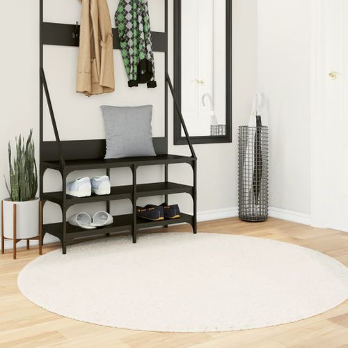 Tapis shaggy à poils longs moderne crème Ø 160 cm - Photo n°2; ?>