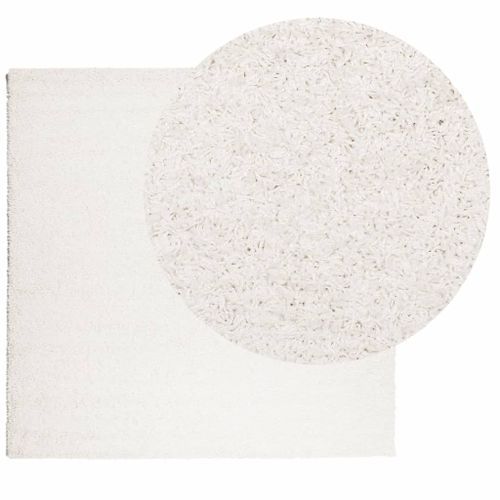 Tapis shaggy à poils longs moderne crème 160x160 cm - Photo n°3; ?>