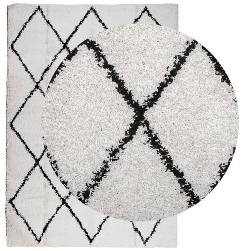 Tapis shaggy à poils longs moderne crème et noir 120x170 cm - Photo n°3; ?>