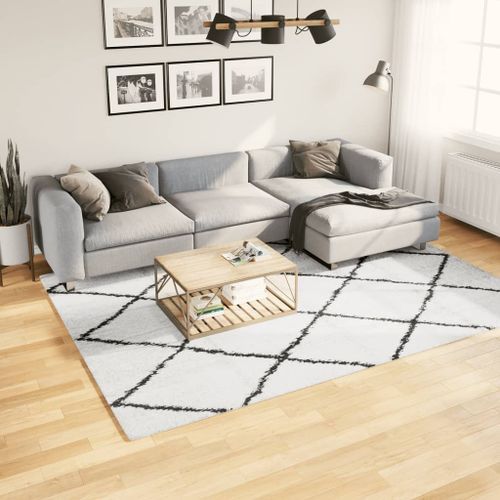 Tapis shaggy à poils longs moderne crème et noir 200x280 cm - Photo n°2; ?>