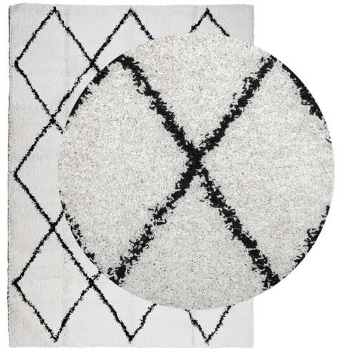 Tapis shaggy à poils longs moderne crème et noir 200x280 cm - Photo n°3; ?>