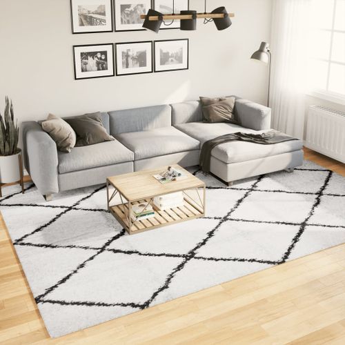 Tapis shaggy à poils longs moderne crème et noir 240x340 cm - Photo n°2; ?>