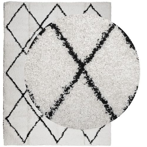 Tapis shaggy à poils longs moderne crème et noir 300x400 cm - Photo n°3; ?>