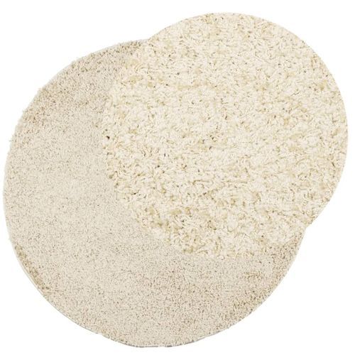 Tapis shaggy à poils longs moderne doré Ø 100 cm - Photo n°3; ?>