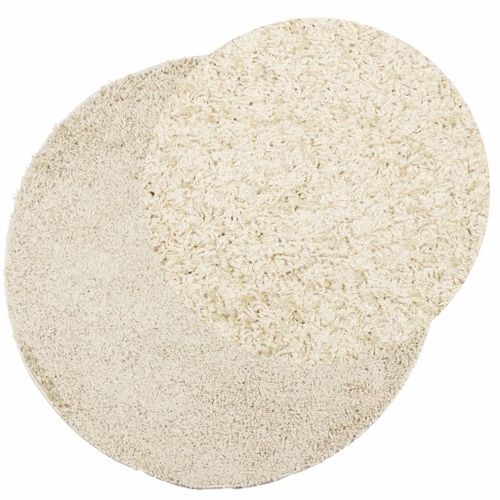 Tapis shaggy à poils longs moderne doré Ø 120 cm - Photo n°3; ?>