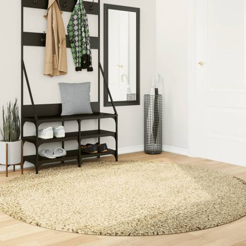 Tapis shaggy à poils longs moderne doré Ø 200 cm - Photo n°2; ?>