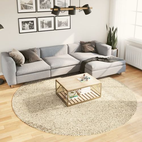 Tapis shaggy à poils longs moderne doré Ø 240 cm - Photo n°2; ?>