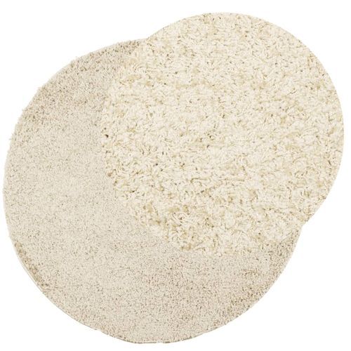 Tapis shaggy à poils longs moderne doré Ø 80 cm - Photo n°3; ?>